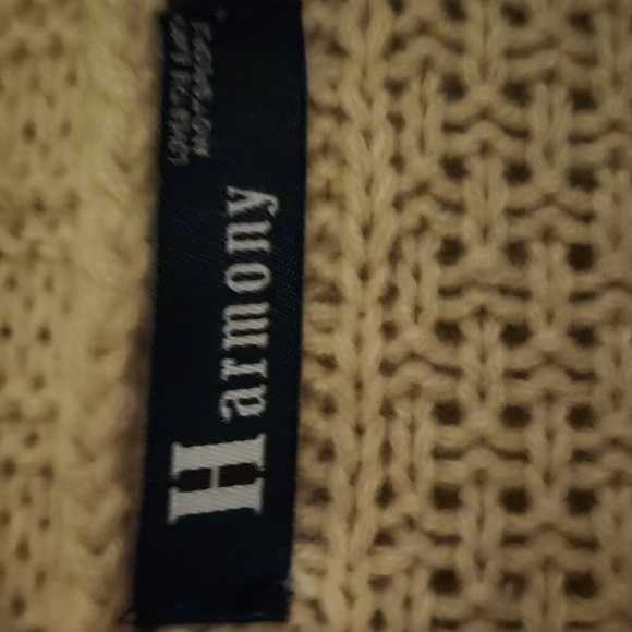 HARMONY Handmade Cable Knit Cardigan, One Size (Fits XL), Cream Coloured, Open - Picture 2 of 4